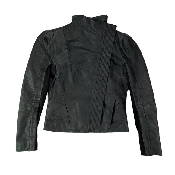 Maje Febbie‎ Draped Leather Jacket Black Size 38 - Picture 1 of 11